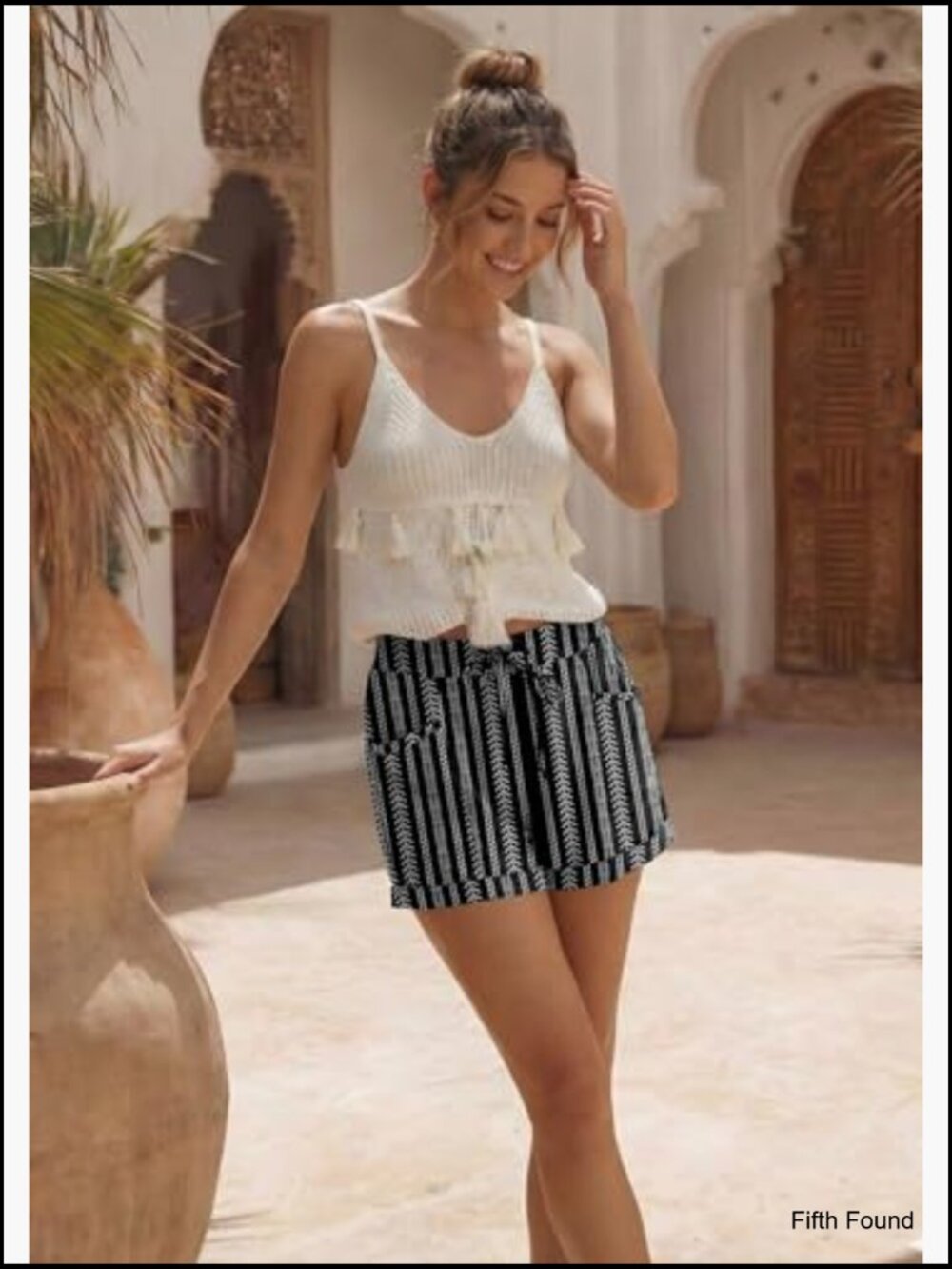 High Waisted Drawstring Shorts with Pockets Lightweight Summer Vacation - Picture 3 of 5